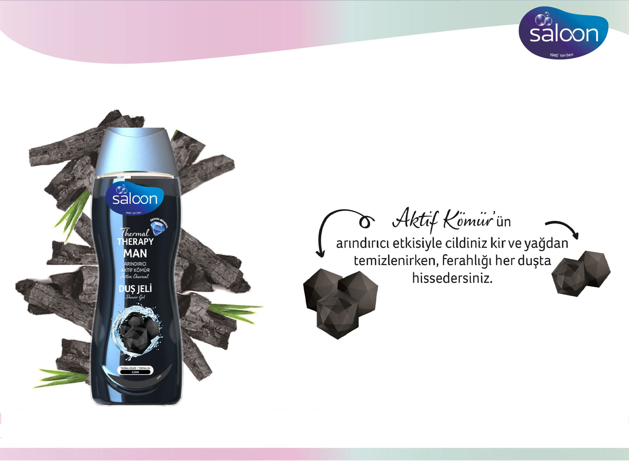 Saloon Thermal Therapy Duş Jeli Man Aktif Kömür 450ML - Komşu